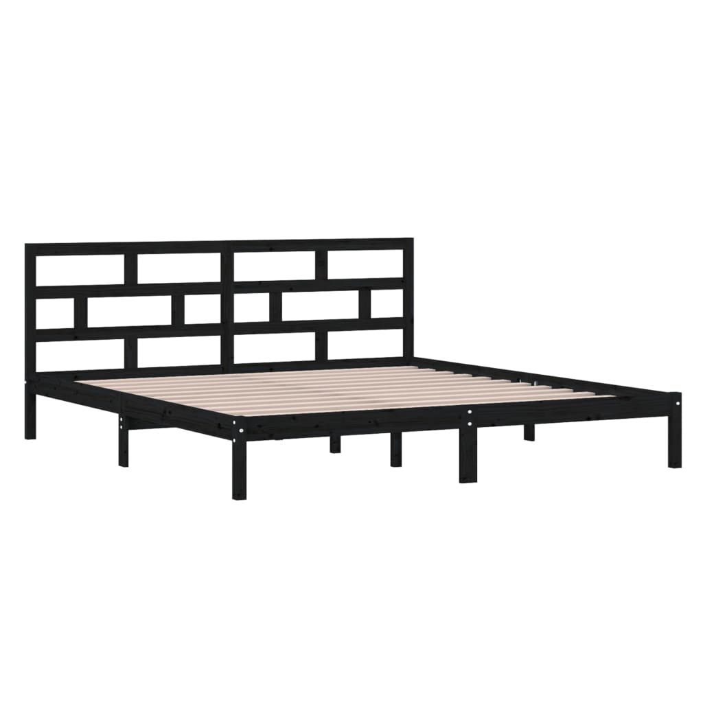 Cadre de lit Noir Bois de pin massif 140x190 cm Lits & cadres de lit vidaXL   