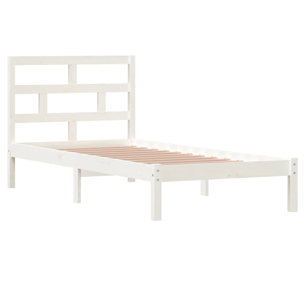 Cadre de lit Blanc Bois de pin massif 90x200 cm Lits & cadres de lit vidaXL   