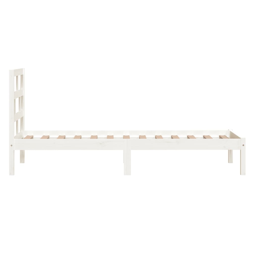 Cadre de lit Blanc Bois de pin massif 90x200 cm Lits & cadres de lit vidaXL   