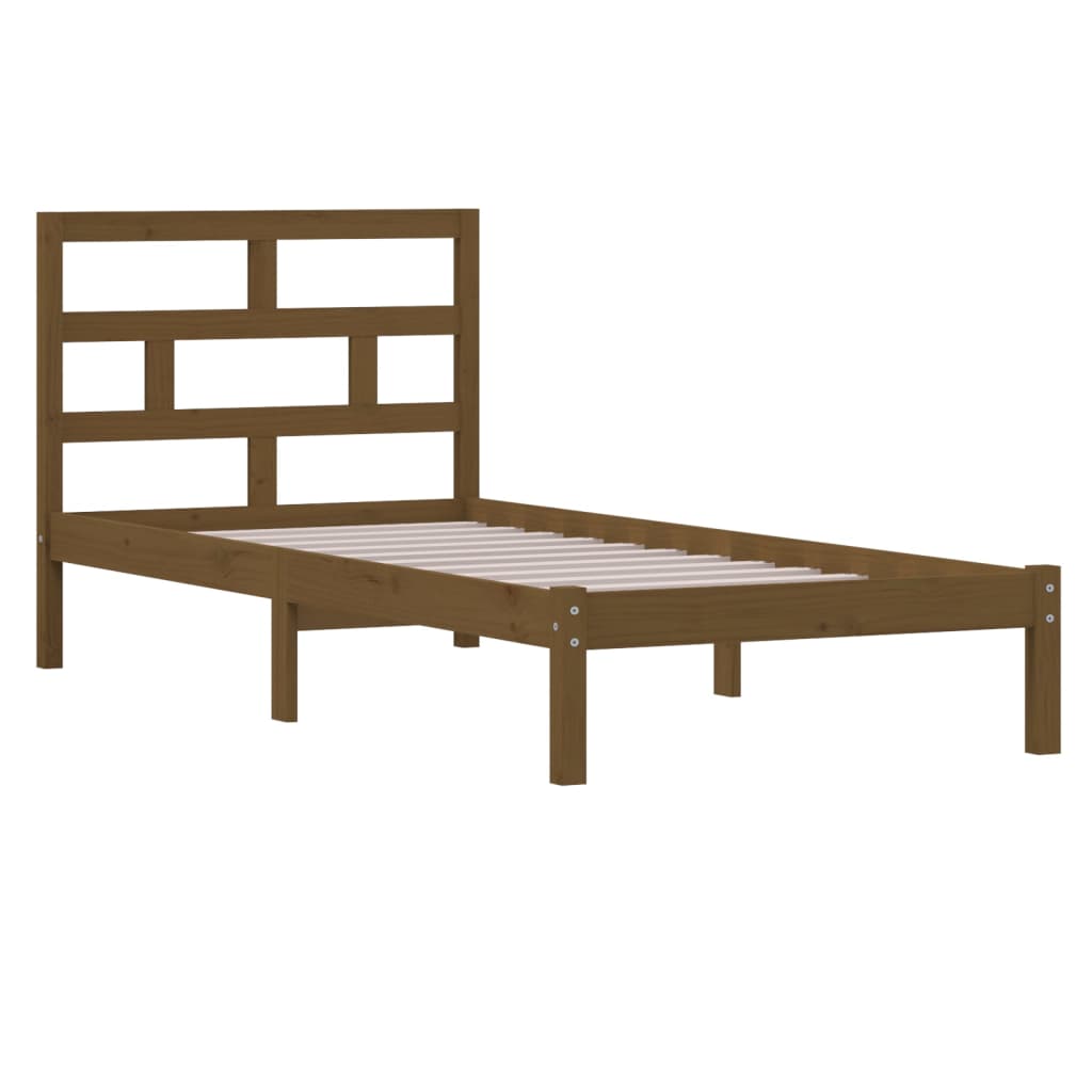 Cadre de lit Marron miel Bois de pin massif 100x200 cm Lits & cadres de lit vidaXL   