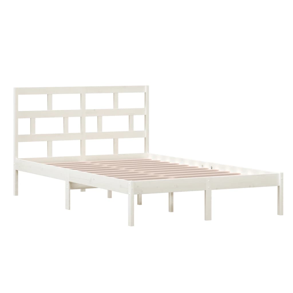 Cadre de lit Blanc Bois de pin massif 120x200 cm Lits & cadres de lit vidaXL   