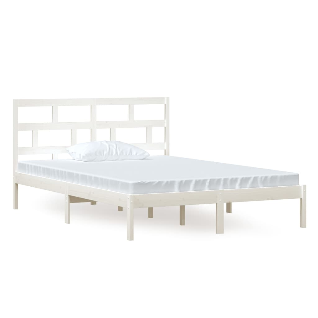 Cadre de lit Blanc Bois de pin massif 140x200 cm Lits & cadres de lit vidaXL   