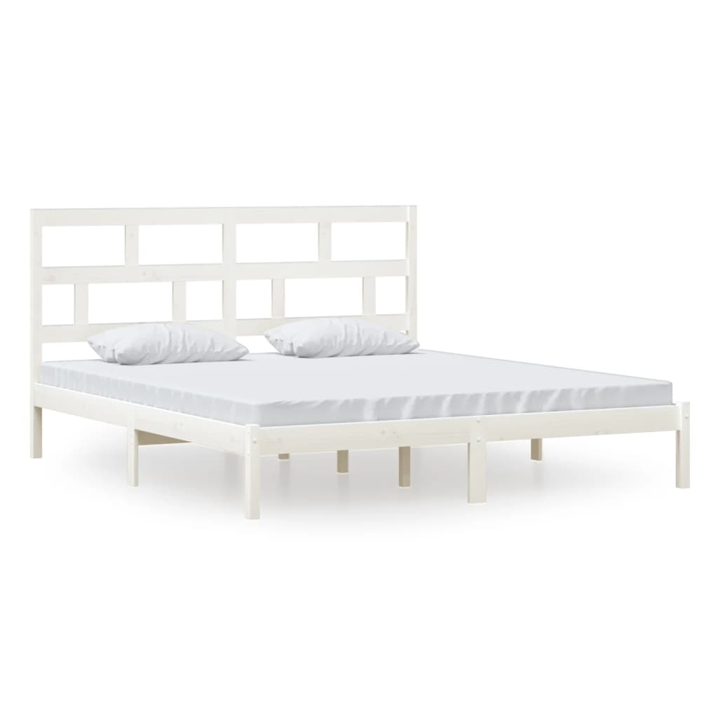 Cadre de lit Blanc 180x200 cm Super King Bois massif Lits & cadres de lit vidaXL   