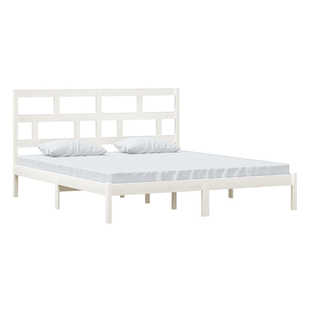 Cadre de lit Blanc 180x200 cm Super King Bois massif Lits & cadres de lit vidaXL   