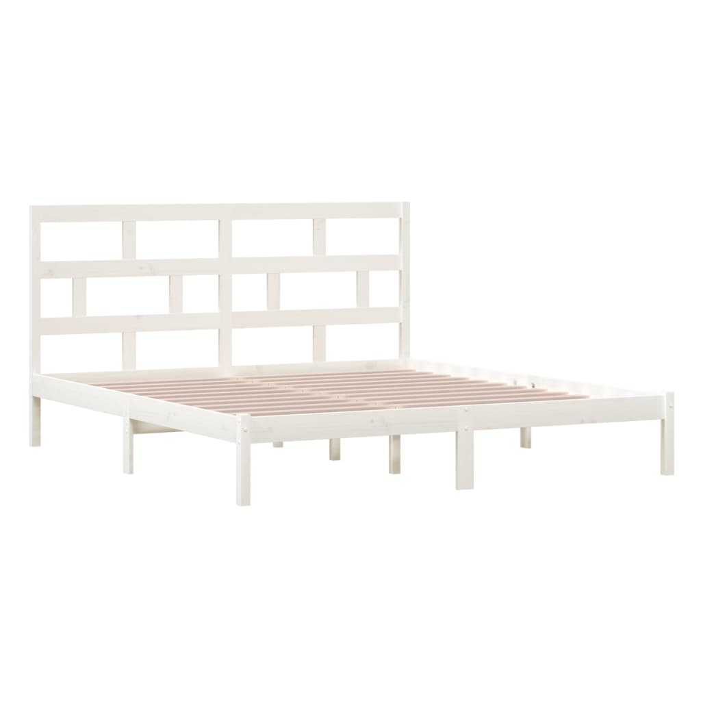 Cadre de lit Blanc 180x200 cm Super King Bois massif Lits & cadres de lit vidaXL   