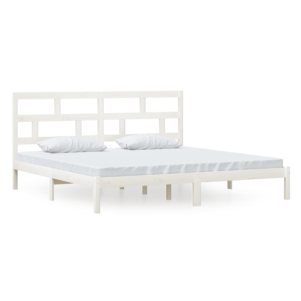 Cadre de lit Blanc Bois de pin massif 200x200 cm Lits & cadres de lit vidaXL   