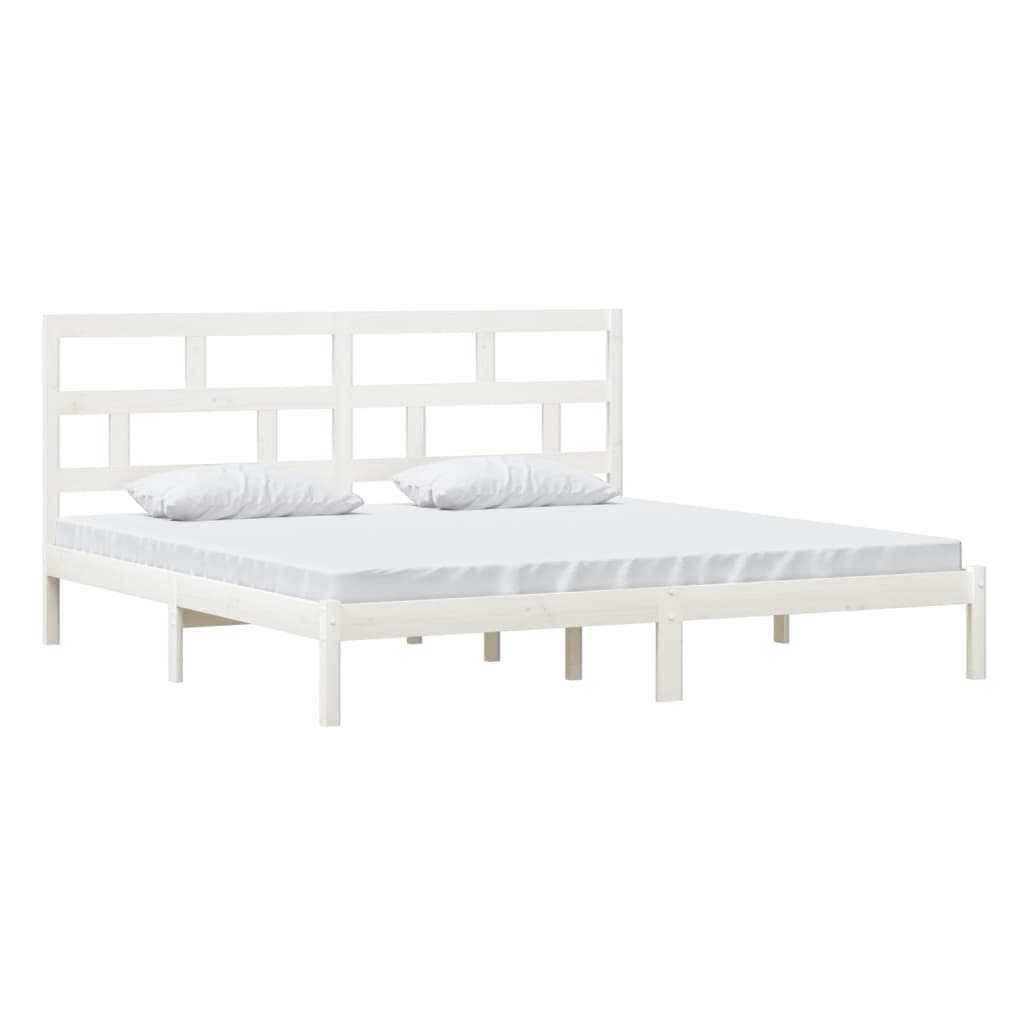 Cadre de lit Blanc Bois de pin massif 200x200 cm Lits & cadres de lit vidaXL   