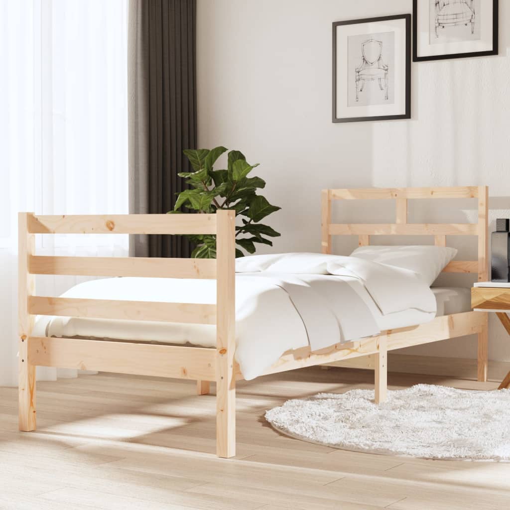 Cadre de lit 75x190 cm Petit simple Bois massif Lits & cadres de lit vidaXL   