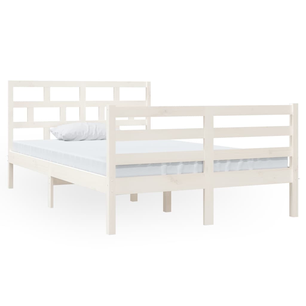 Cadre de lit Blanc 120x190 cm Petit double Bois massif Lits & cadres de lit vidaXL   