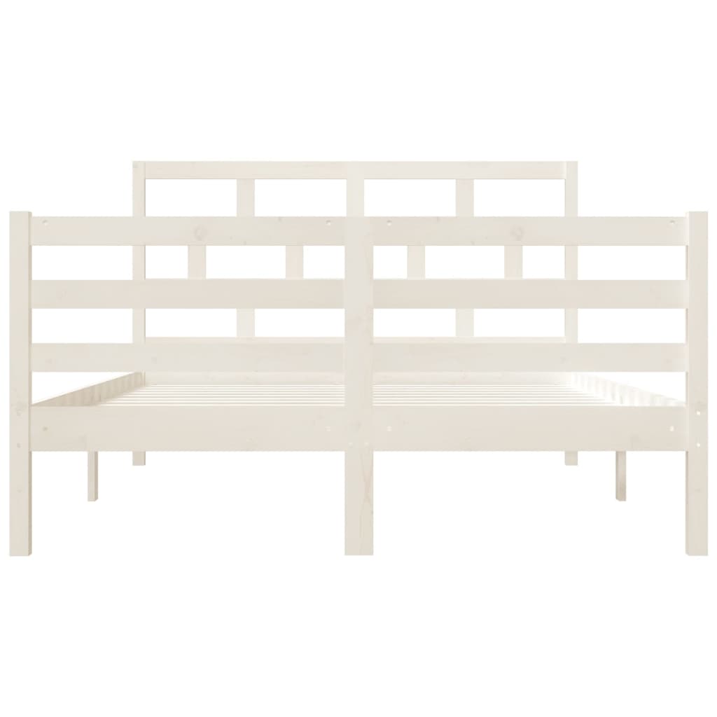 Cadre de lit Blanc 135x190 cm Double Bois massif Lits & cadres de lit vidaXL   