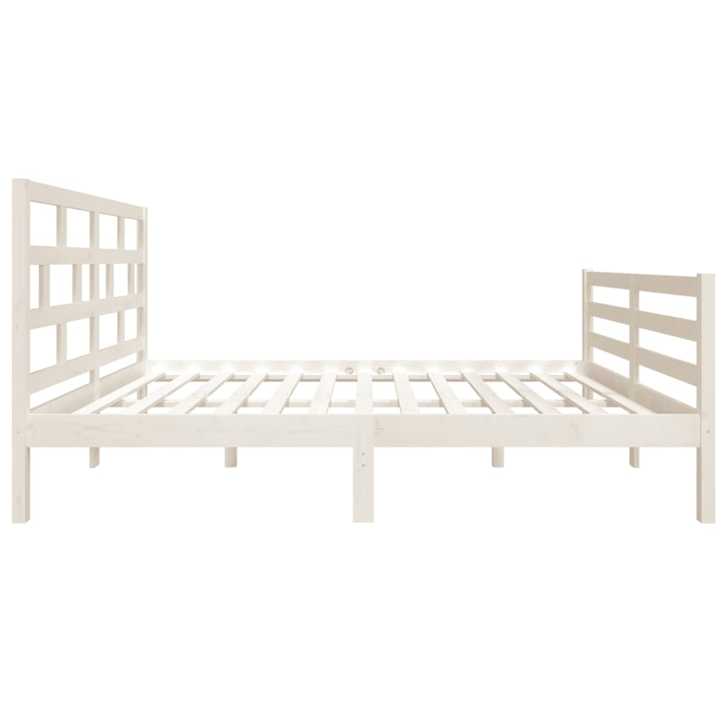 Cadre de lit Blanc 135x190 cm Double Bois massif Lits & cadres de lit vidaXL   