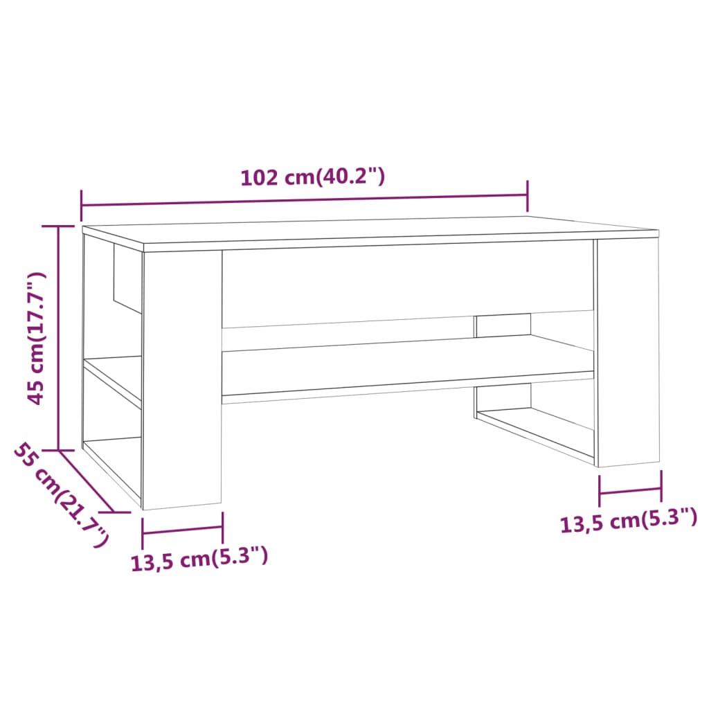 Table basse Noir 102x55x45 cm Bois d'ingénierie Tables basses vidaXL   