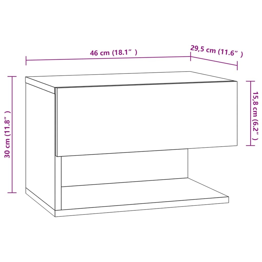 Tables de chevet murales 2 pcs Chêne sonoma Tables de chevet vidaXL   