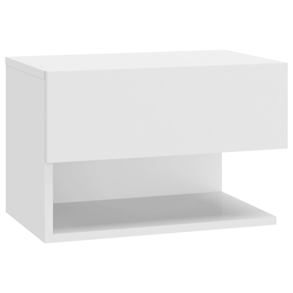 Tables de chevet murales 2 pcs Blanc brillant Tables de chevet vidaXL   