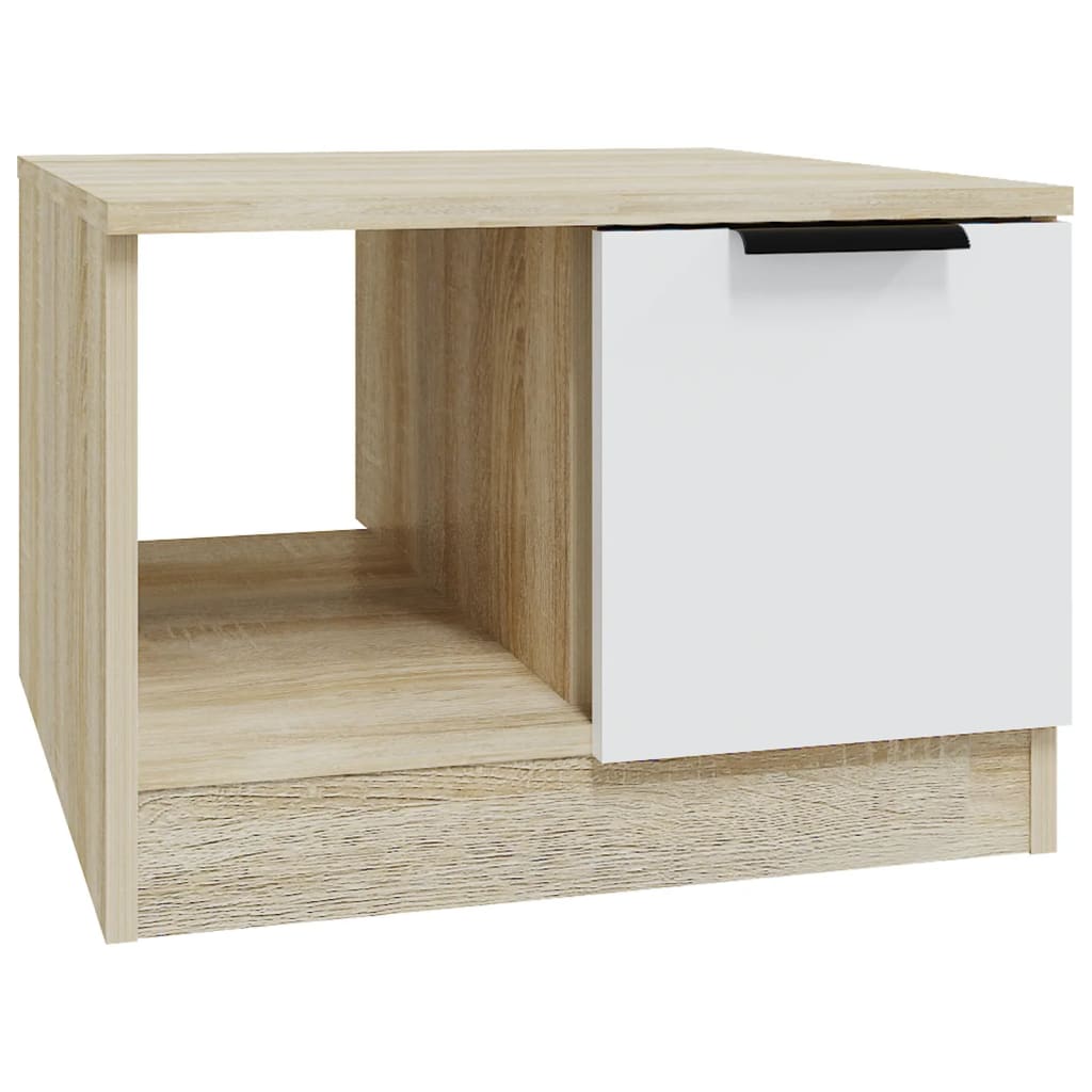 Table basse blanc et chêne sonoma 50x50x36 cm bois d'ingénierie Tables basses vidaXL