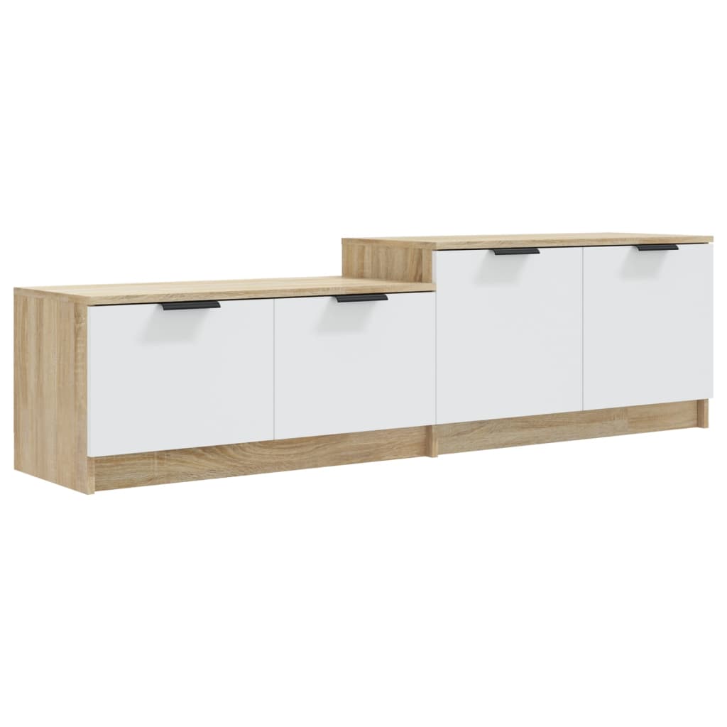 Meuble TV Blanc et chêne sonoma 158,5x36x45cm Bois d'ingénierie Meubles TV vidaXL