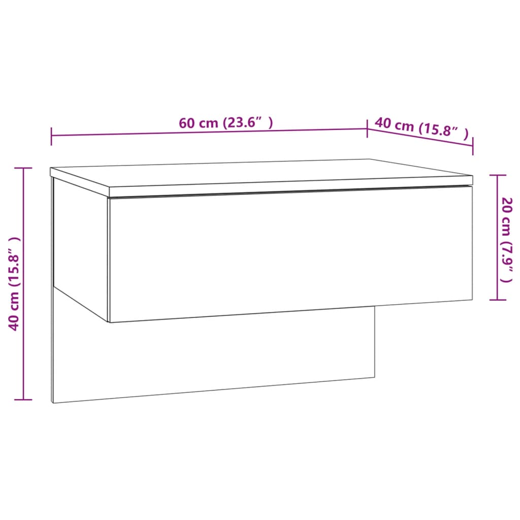 Tables de chevet murales 2 pcs Chêne fumé Tables de chevet vidaXL   