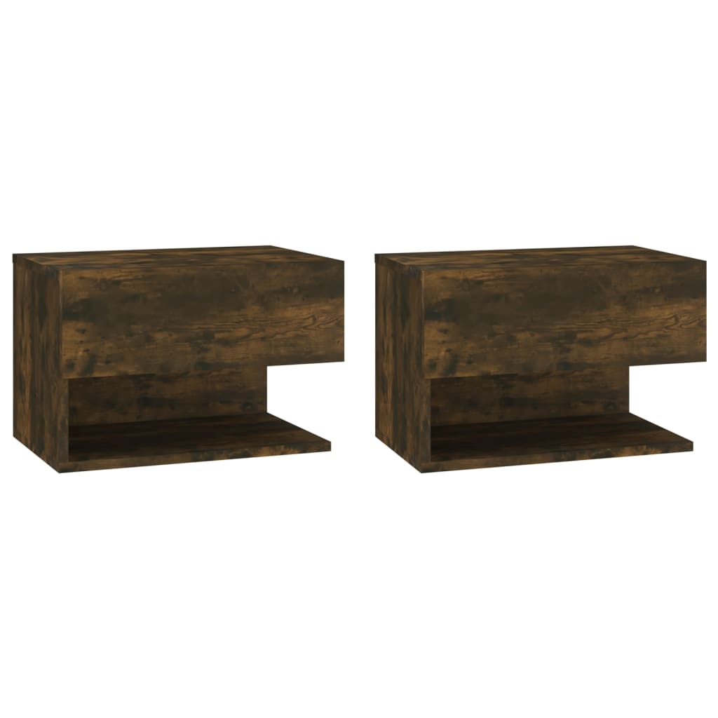 Tables de chevet murales 2 pcs Chêne fumé Tables de chevet vidaXL