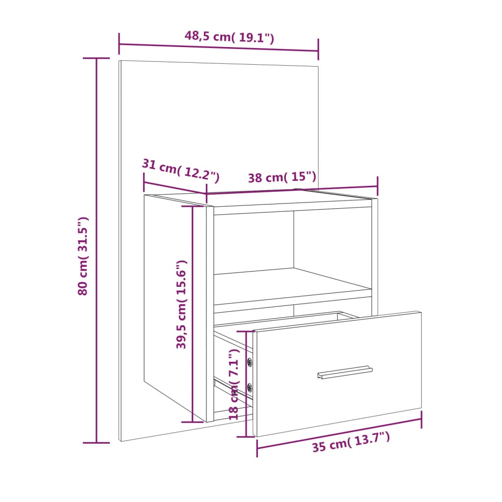 Tables de chevet murales 2 pcs Chêne fumé Tables de chevet vidaXL   