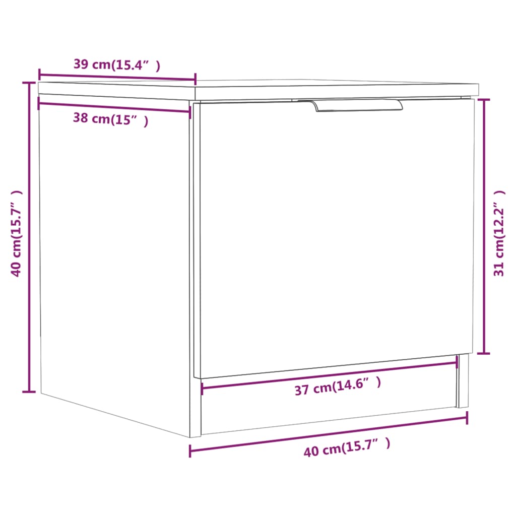 Tables de chevet 2 pcs Sonoma gris 40x39x40 cm Tables de chevet vidaXL   