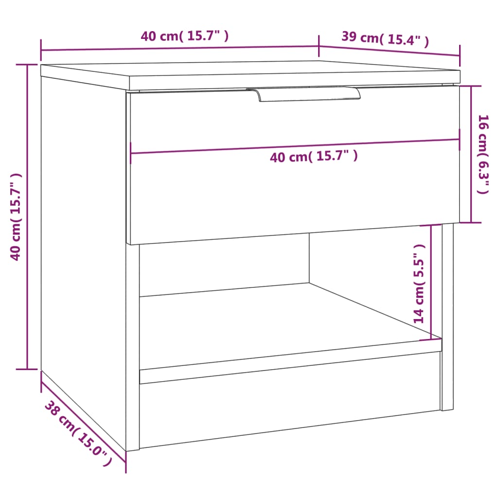 Tables de chevet 2 pcs Chêne fumé Bois d'ingénierie Tables de chevet vidaXL   