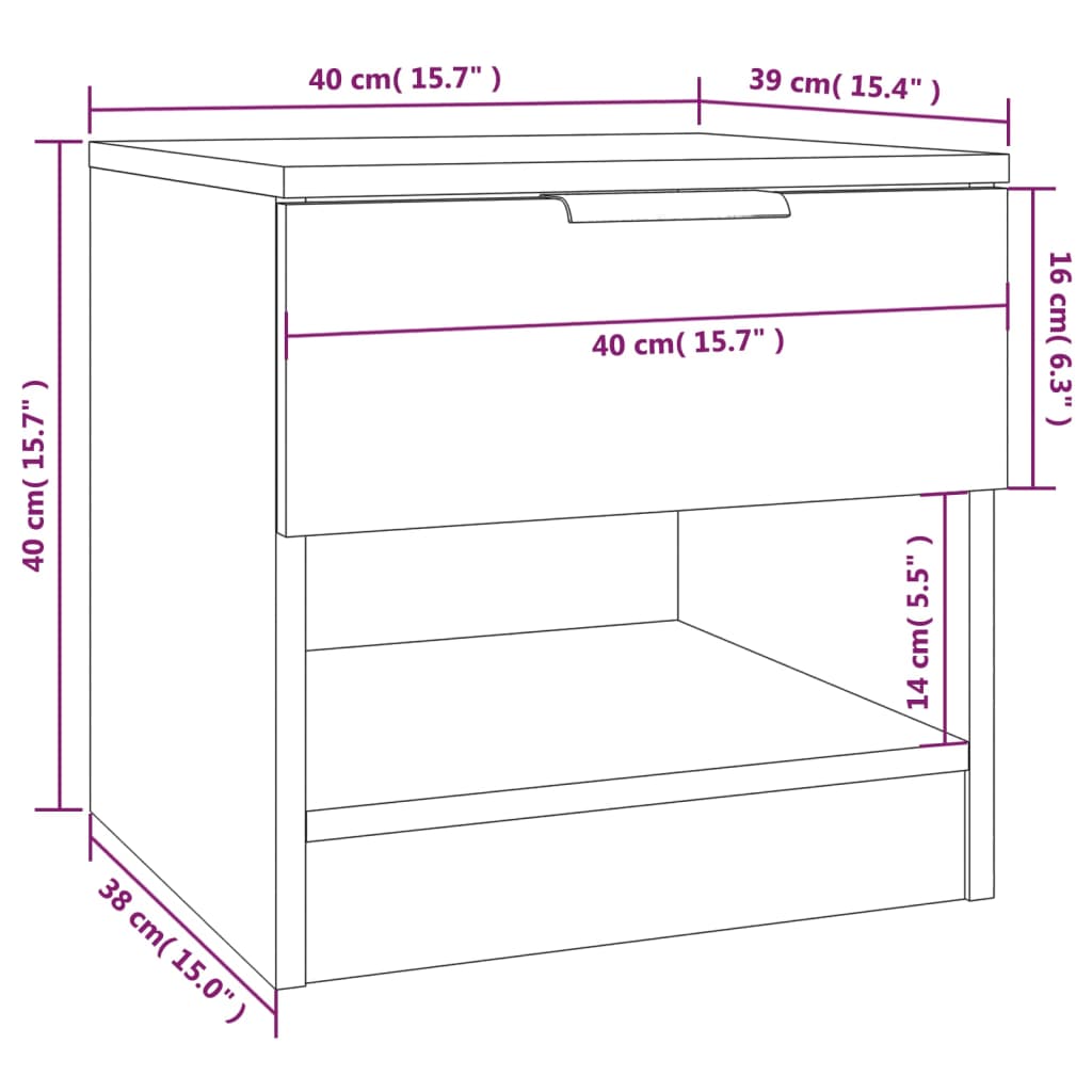 Tables de chevet 2 pcs Sonoma gris Bois d'ingénierie Tables de chevet vidaXL   