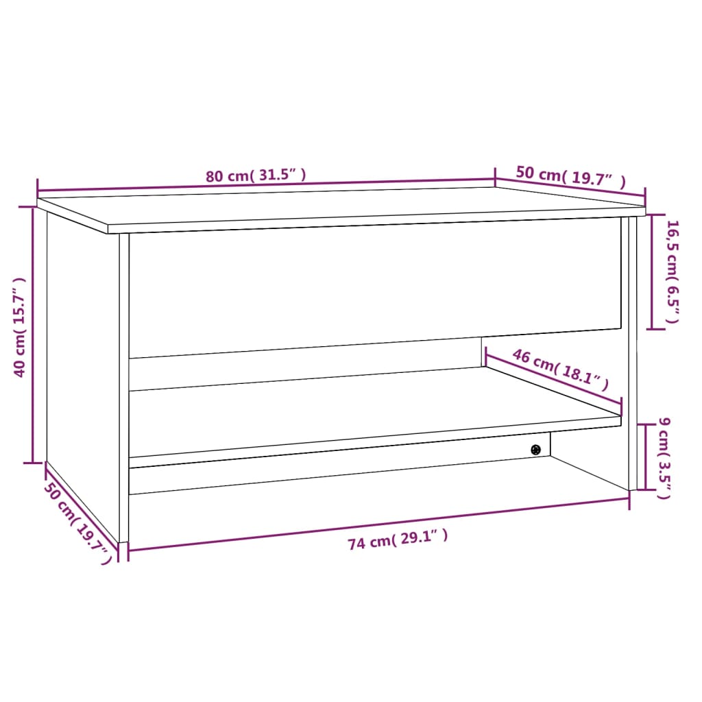 Table basse Blanc 80x50x40 cm Bois d'ingénierie Tables basses vidaXL   