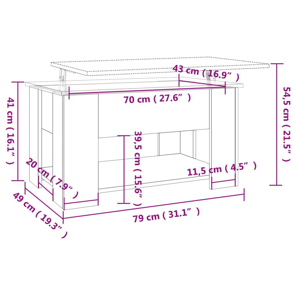 Table basse gris béton 79x49x41 cm bois d'ingénierie Tables basses vidaXL   