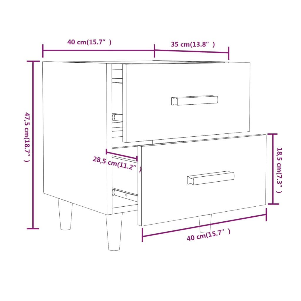 Tables de chevet 2 pcs Chêne fumé 40x35x47,5 cm Tables de chevet vidaXL   