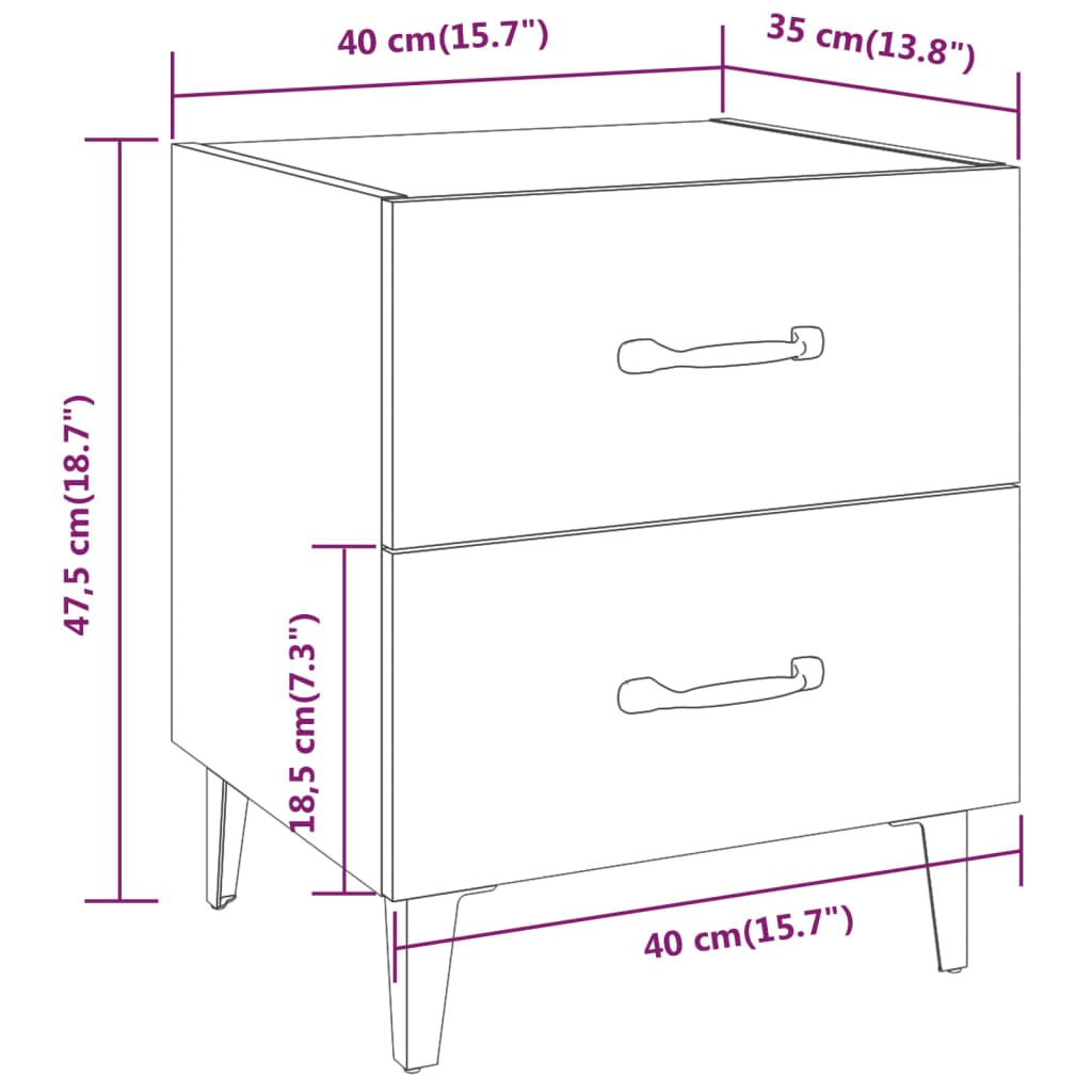 Table de chevet Chêne fumé 40x35x47,5 cm Tables de chevet vidaXL   