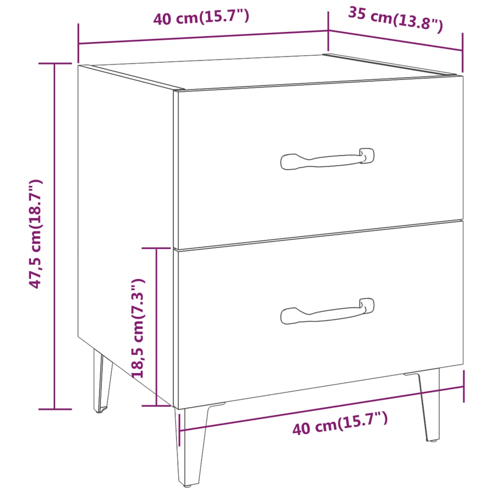 Table de chevet Chêne marron 40x35x47,5 cm Tables de chevet vidaXL   