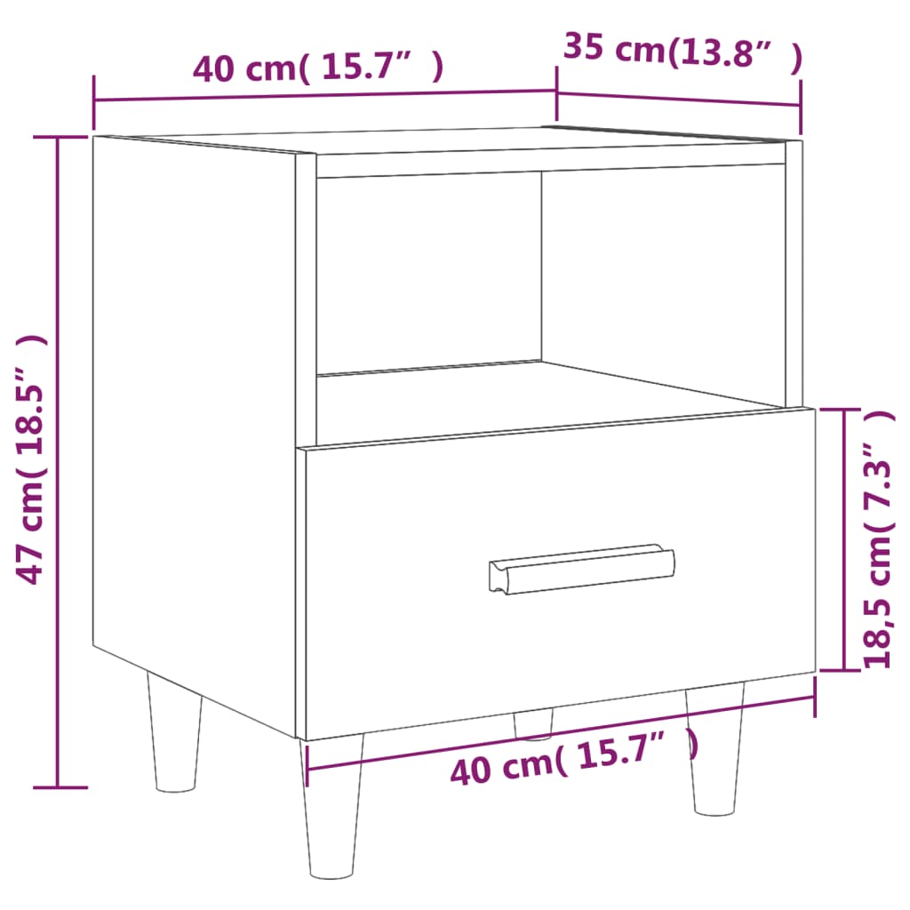 Table de chevet Chêne fumé 40x35x47 cm Tables de chevet vidaXL   