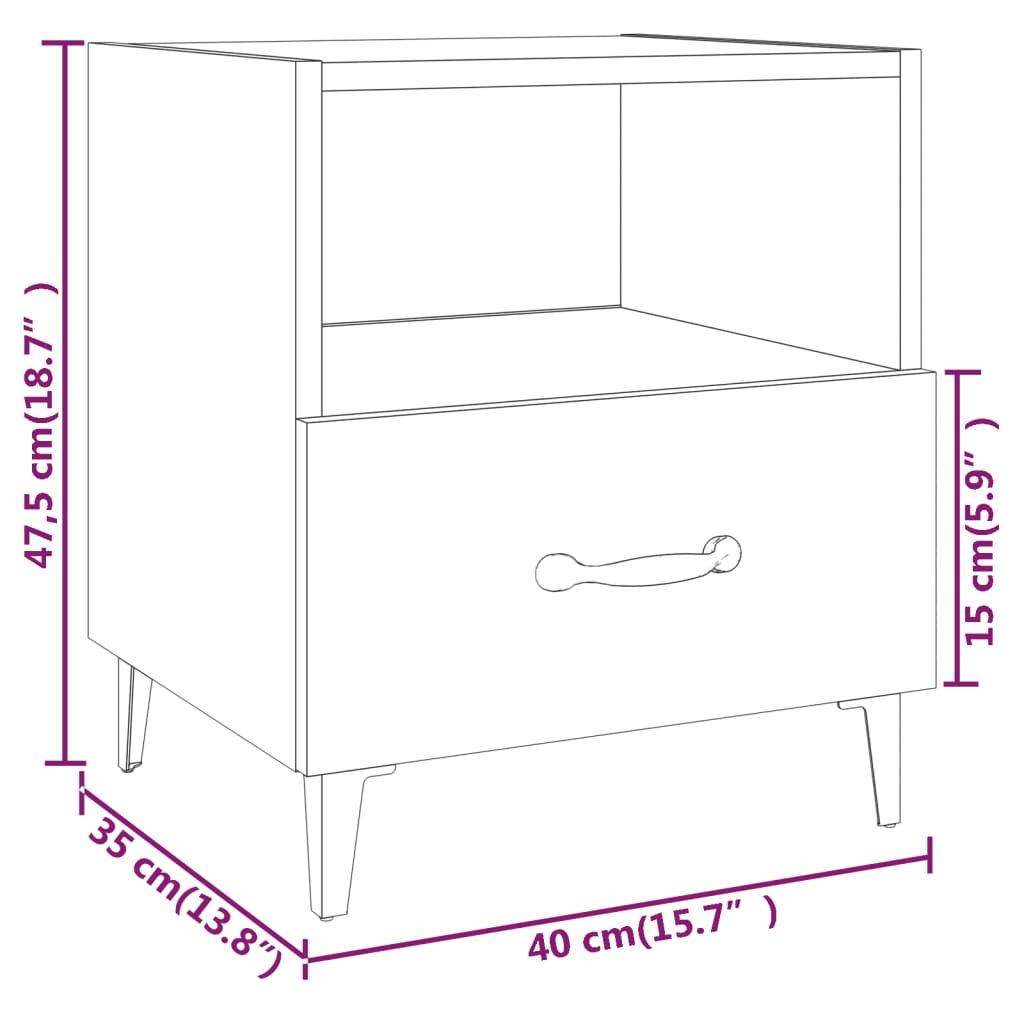 Tables de chevet 2 pcs Chêne fumé Bois d'ingénierie Tables de chevet vidaXL   