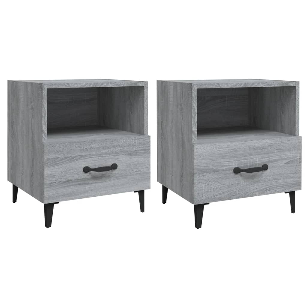 Tables de chevet 2 pcs Sonoma gris Bois d'ingénierie Tables de chevet vidaXL   