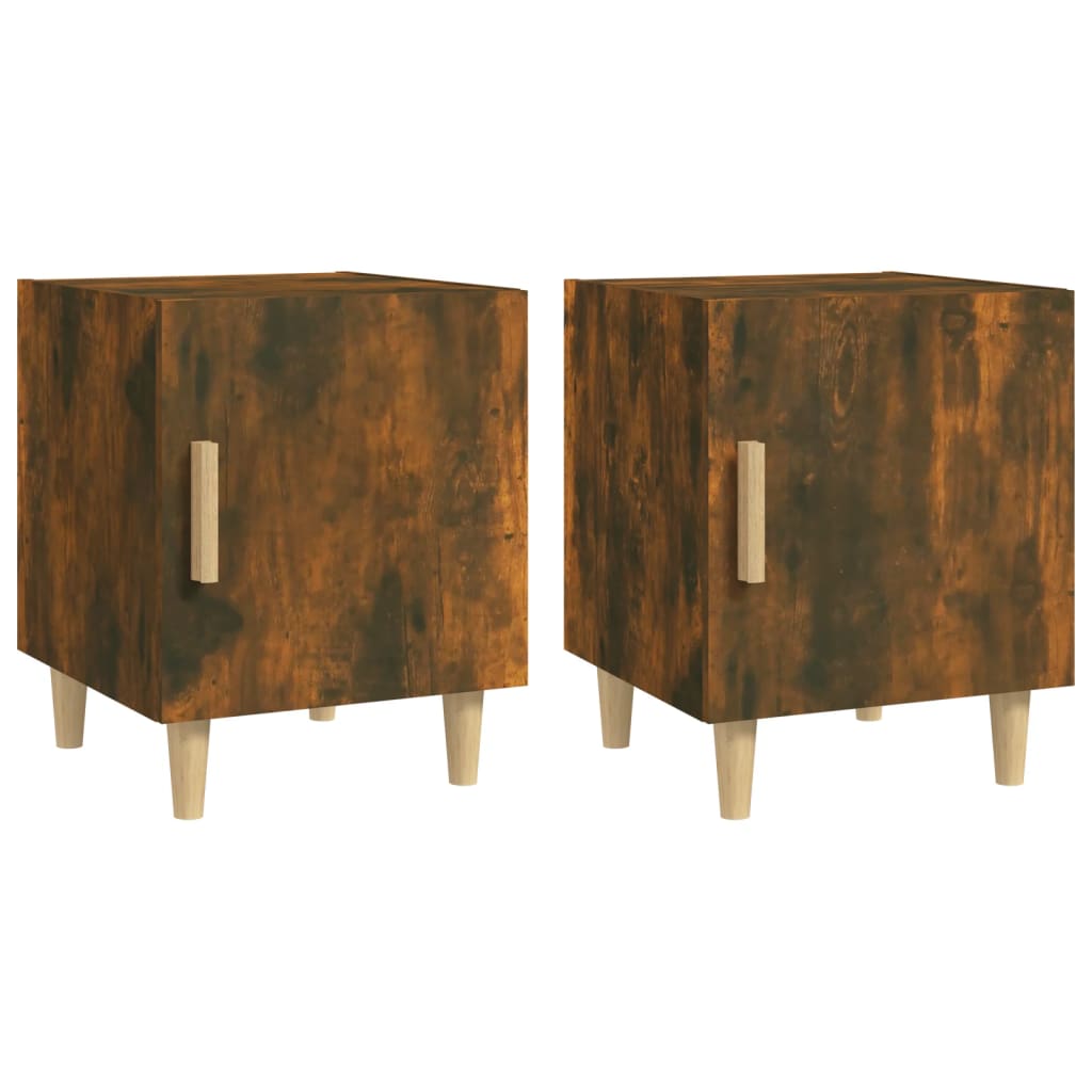 Tables de chevet 2 pcs Chêne fumé Bois d'ingénierie Tables de chevet vidaXL   