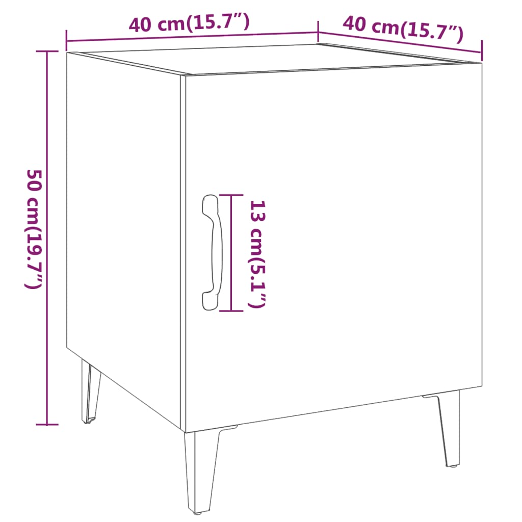 Tables de chevet 2 pcs Chêne fumé Bois d'ingénierie Tables de chevet vidaXL   