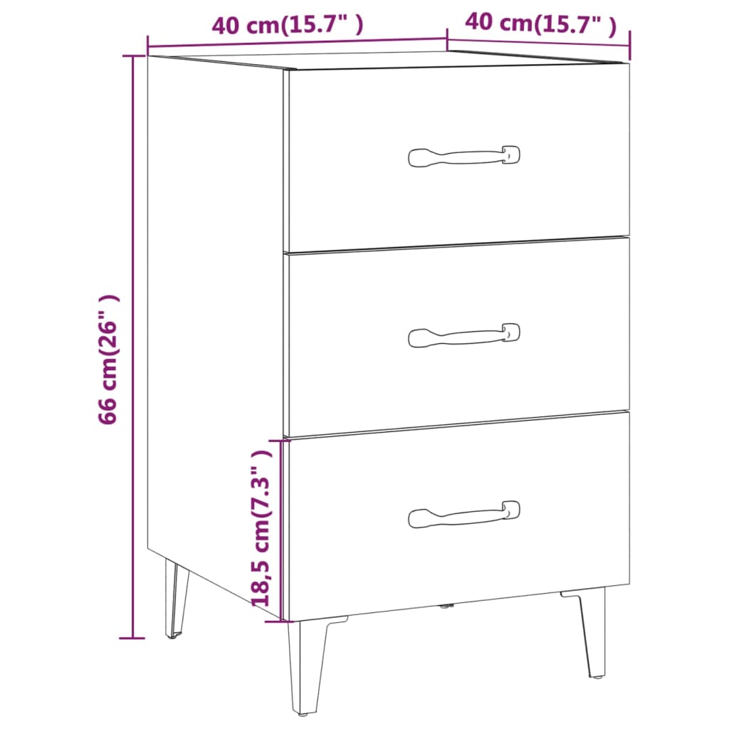 Table de chevet chêne fumé 40x40x66 cm bois d'ingénierie Tables de chevet vidaXL   