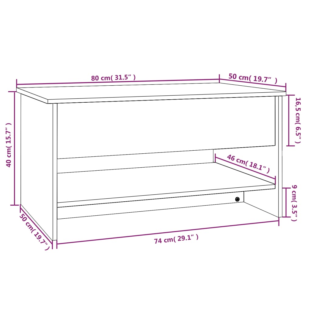 Table basse Chêne marron 80x50x40 cm Bois d'ingénierie Tables basses vidaXL   