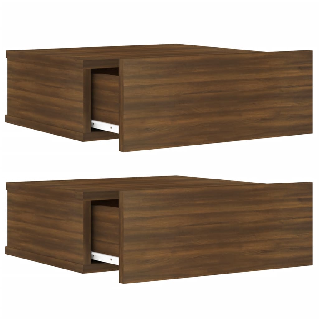 Tables de chevet flottantes 2 pcs Chêne marron 40x30x15 cm Tables de chevet vidaXL   