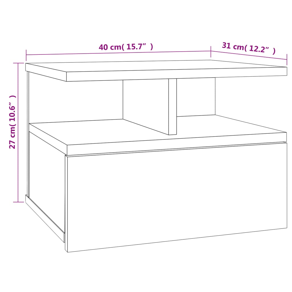 Table de chevet flottante Chêne fumé 40x31x27 cm Tables de chevet vidaXL   