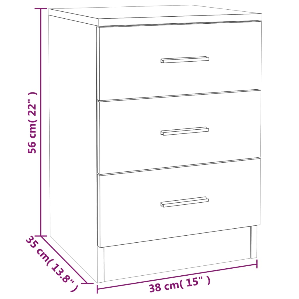 Table de chevet Chêne fumé 38x35x56 cm Bois d'ingénierie Tables de chevet vidaXL