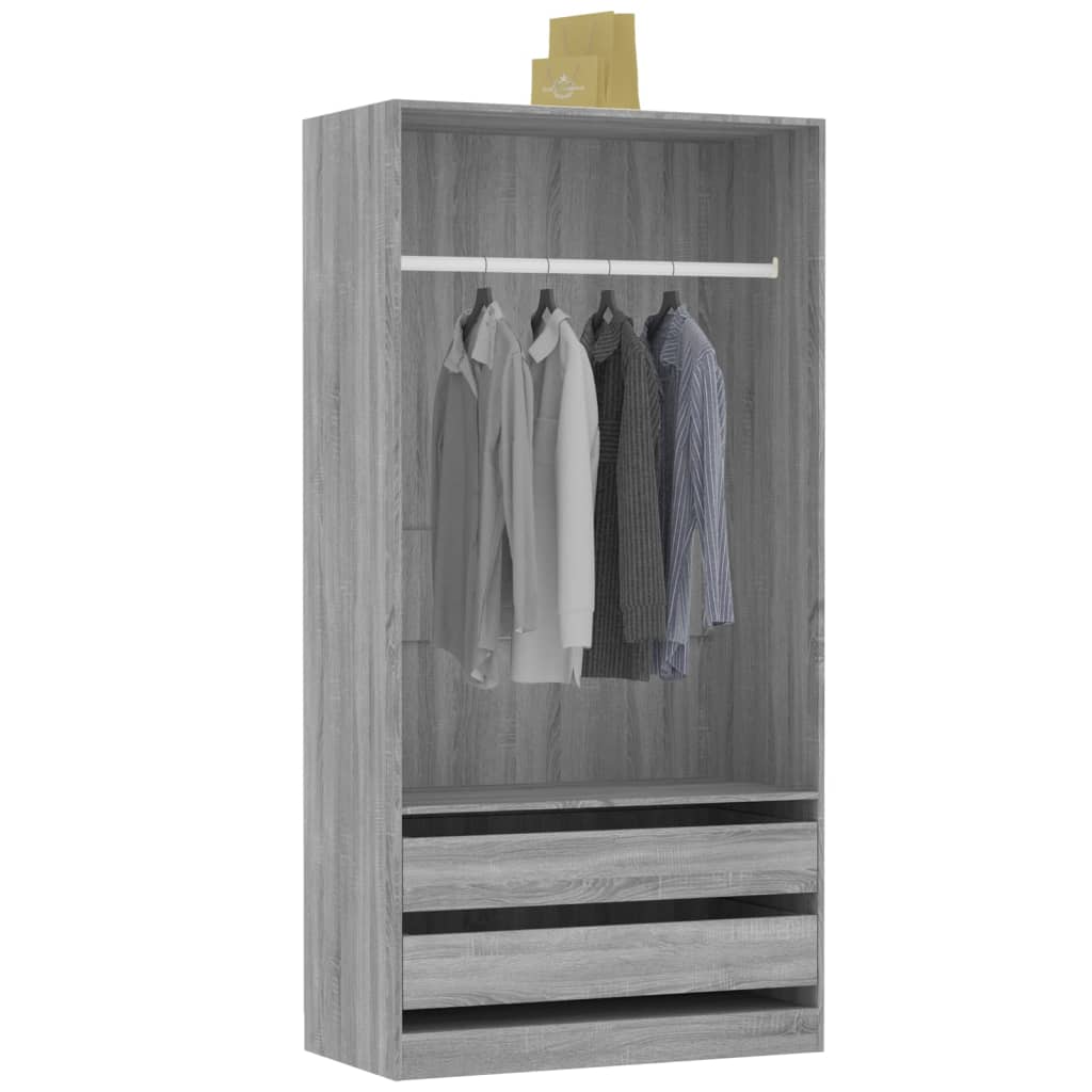 Garde-robe Sonoma gris 100x50x200 cm Bois d'ingénierie Armoires vidaXL   