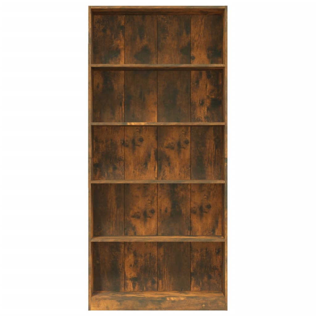 Bibliothèque 5 niveaux Chêne fumé 80x24x175cm Bois d'ingénierie - Xios Store SNC