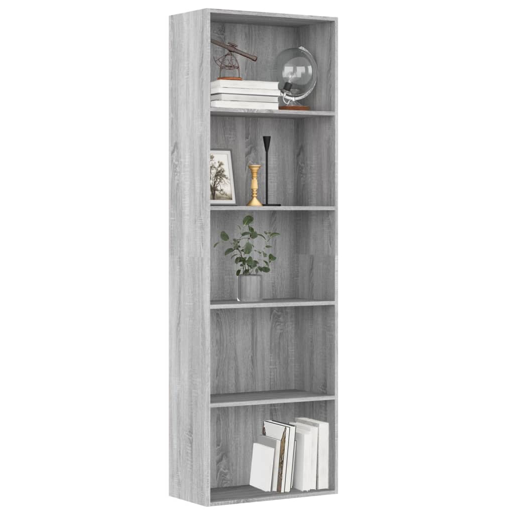 Bibliothèque 5 niveaux Sonoma gris 60x30x189 cm - Xios Store SNC