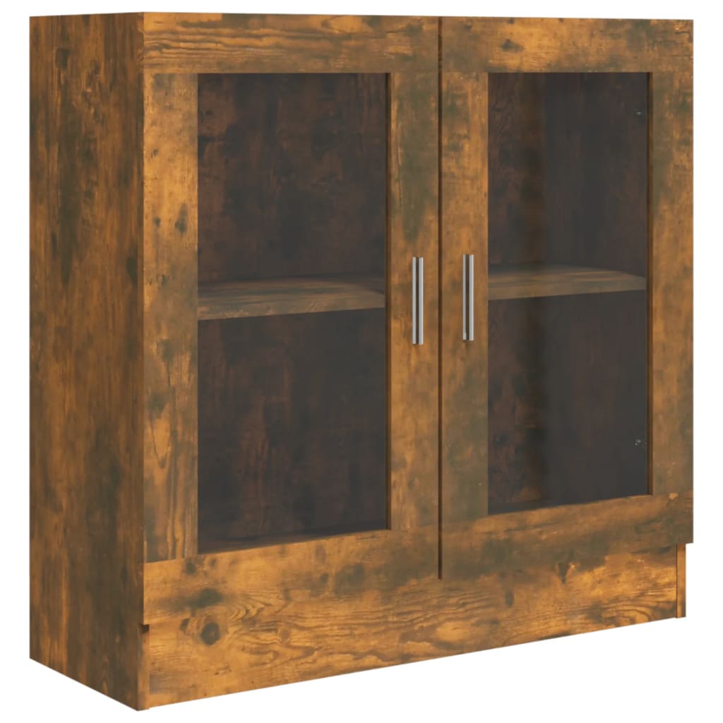 Armoire à vitrine Chêne fumé 82,5x30,5x80 cm Bois d'ingénierie Bibliothèques vidaXL   