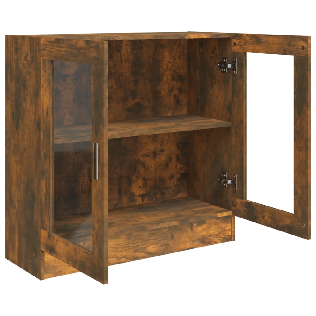 Armoire à vitrine Chêne fumé 82,5x30,5x80 cm Bois d'ingénierie Bibliothèques vidaXL   