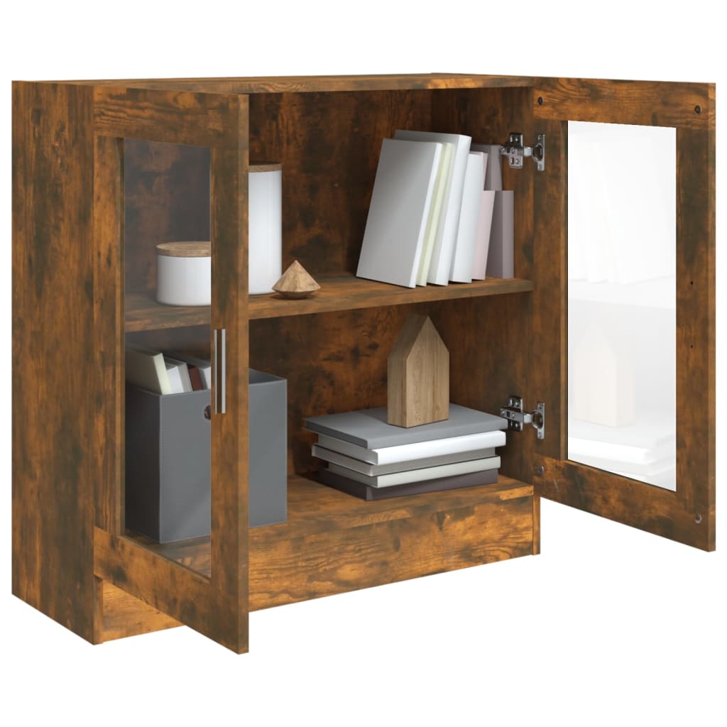 Armoire à vitrine Chêne fumé 82,5x30,5x80 cm Bois d'ingénierie Bibliothèques vidaXL   