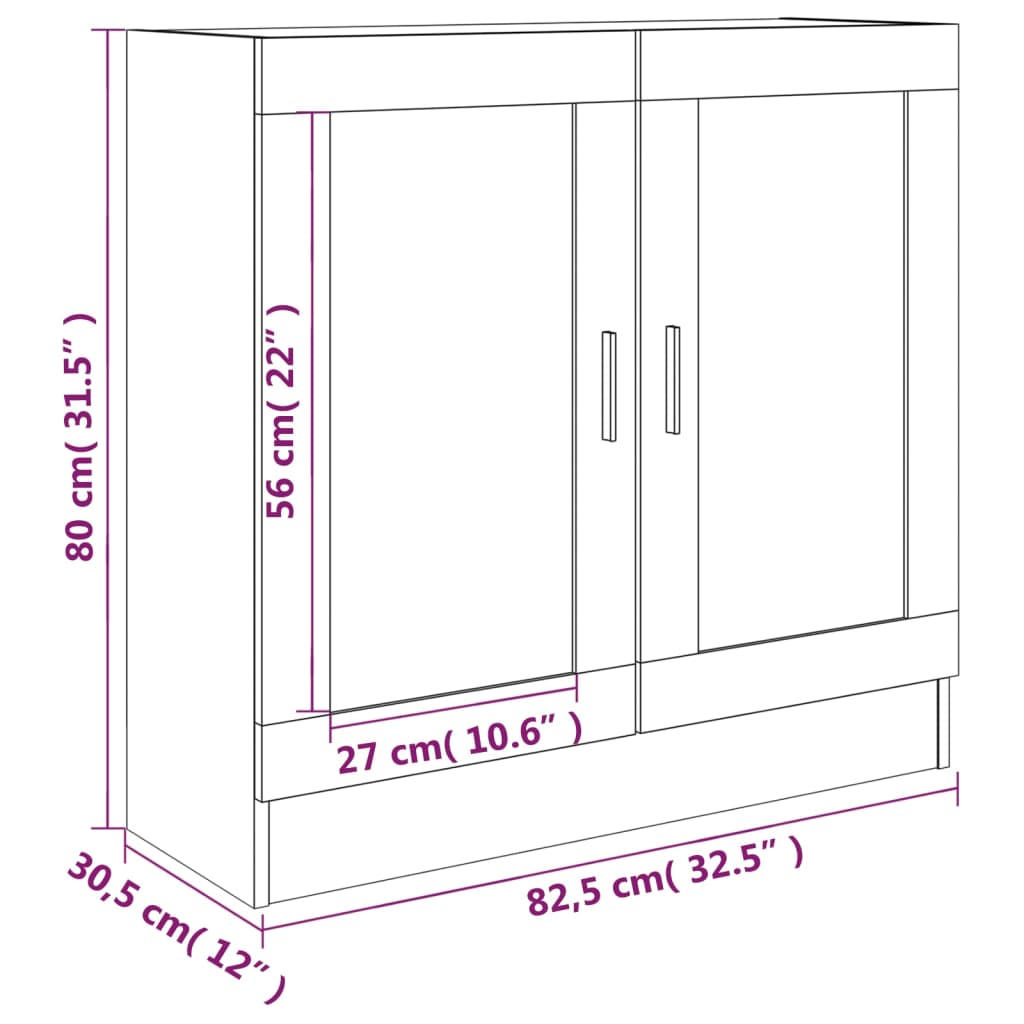 Armoire à vitrine Chêne fumé 82,5x30,5x80 cm Bois d'ingénierie Bibliothèques vidaXL   