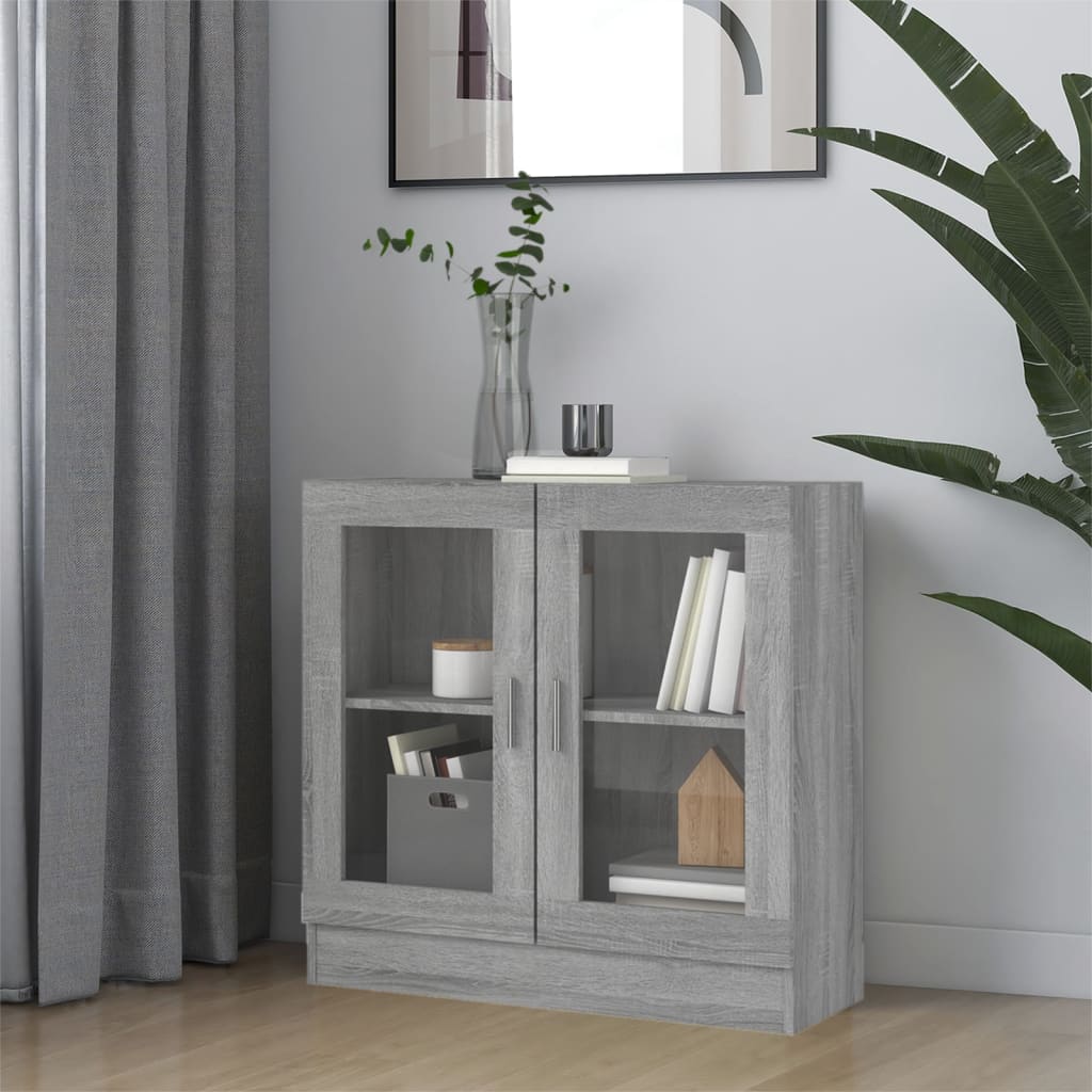 Armoire à vitrine Sonoma gris 82,5x30,5x80 cm Bois d'ingénierie Bibliothèques vidaXL   