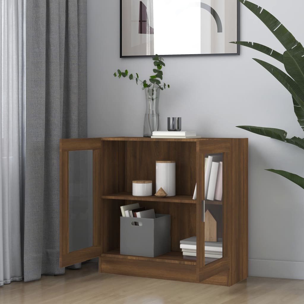 Armoire à vitrine Chêne marron 82,5x30,5x80cm Bois d'ingénierie Bibliothèques vidaXL   